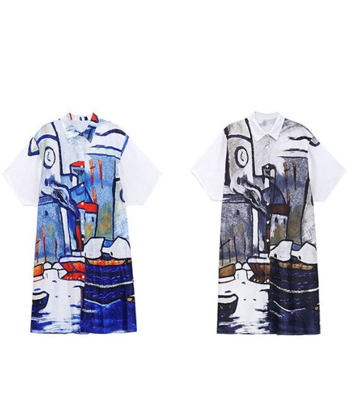 Abstract Cityscape Art Shirt Dress